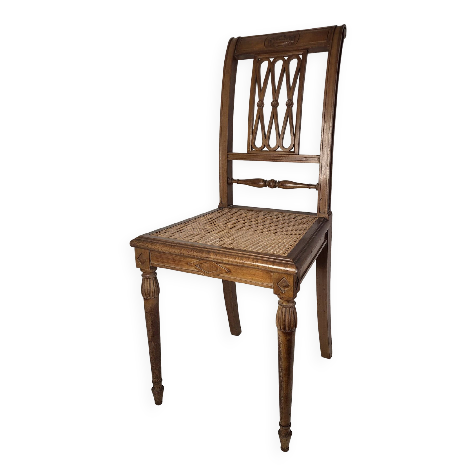 Chaise en bois et cannage