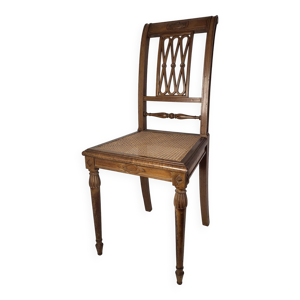 Chaise en bois et cannage