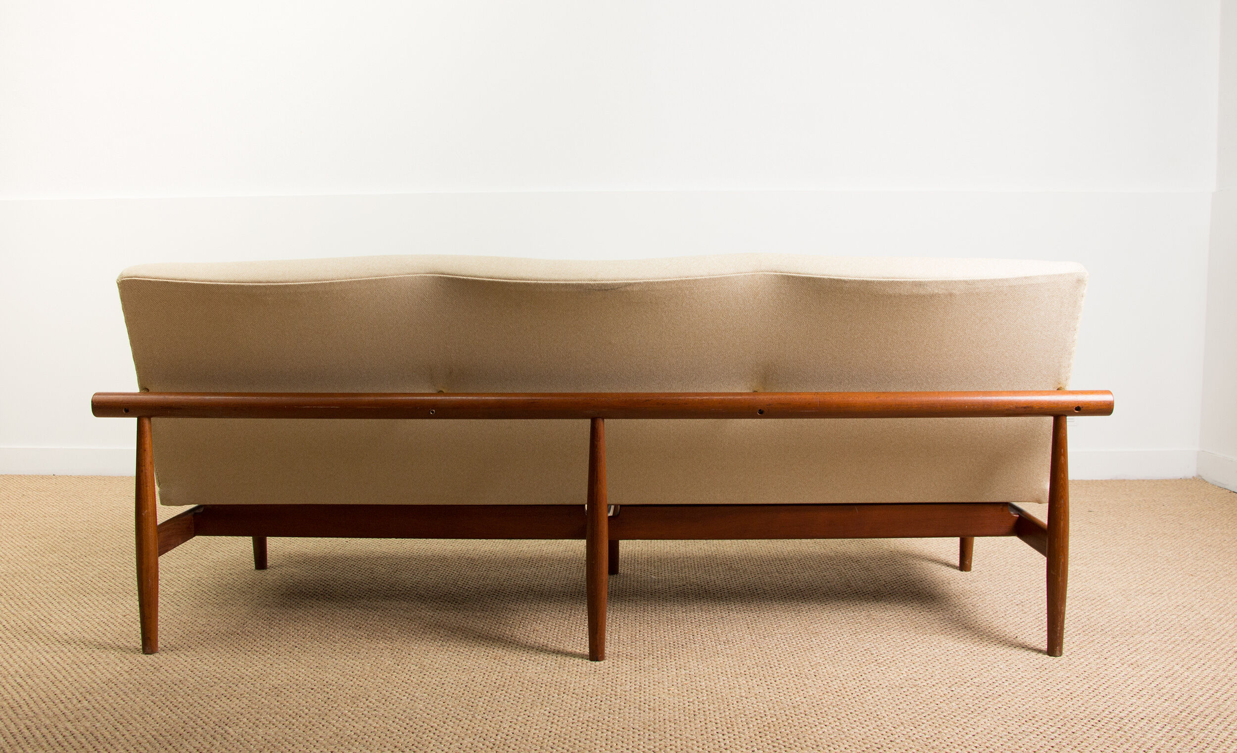 3-seat Danish sofa in teak, brass and fabric model 137-2 by Finn Juhl 1958