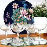 Lot of 6 champagne glasses in chiseled glass