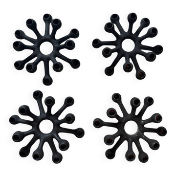 4 "Spider" candle holders by Jens Quistgaard for Dansk Designs, Scandinavian 1960s.