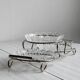 Metal and crystal server, crystal ramekins.