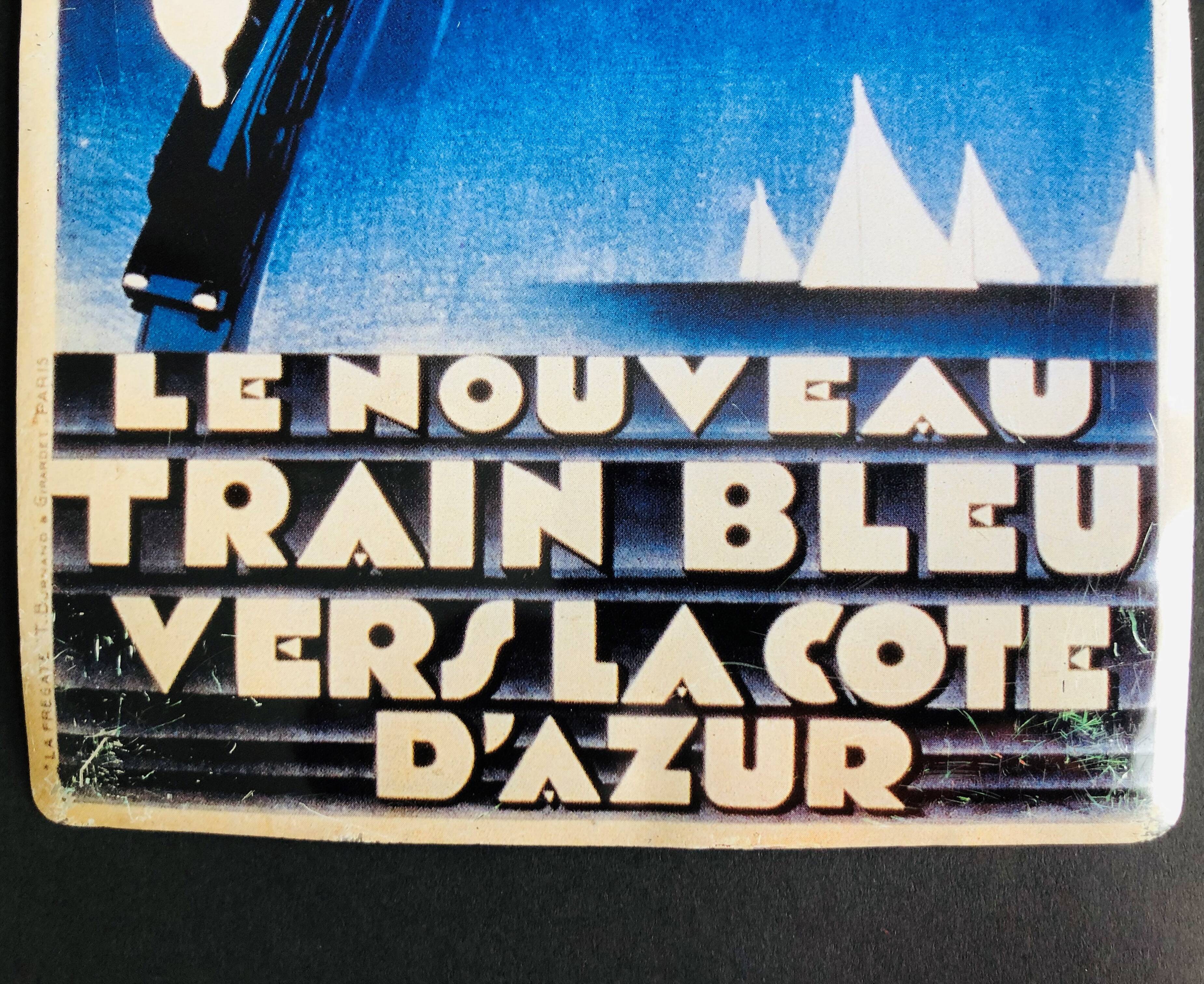 Plaque publicitaire pour le train bleu