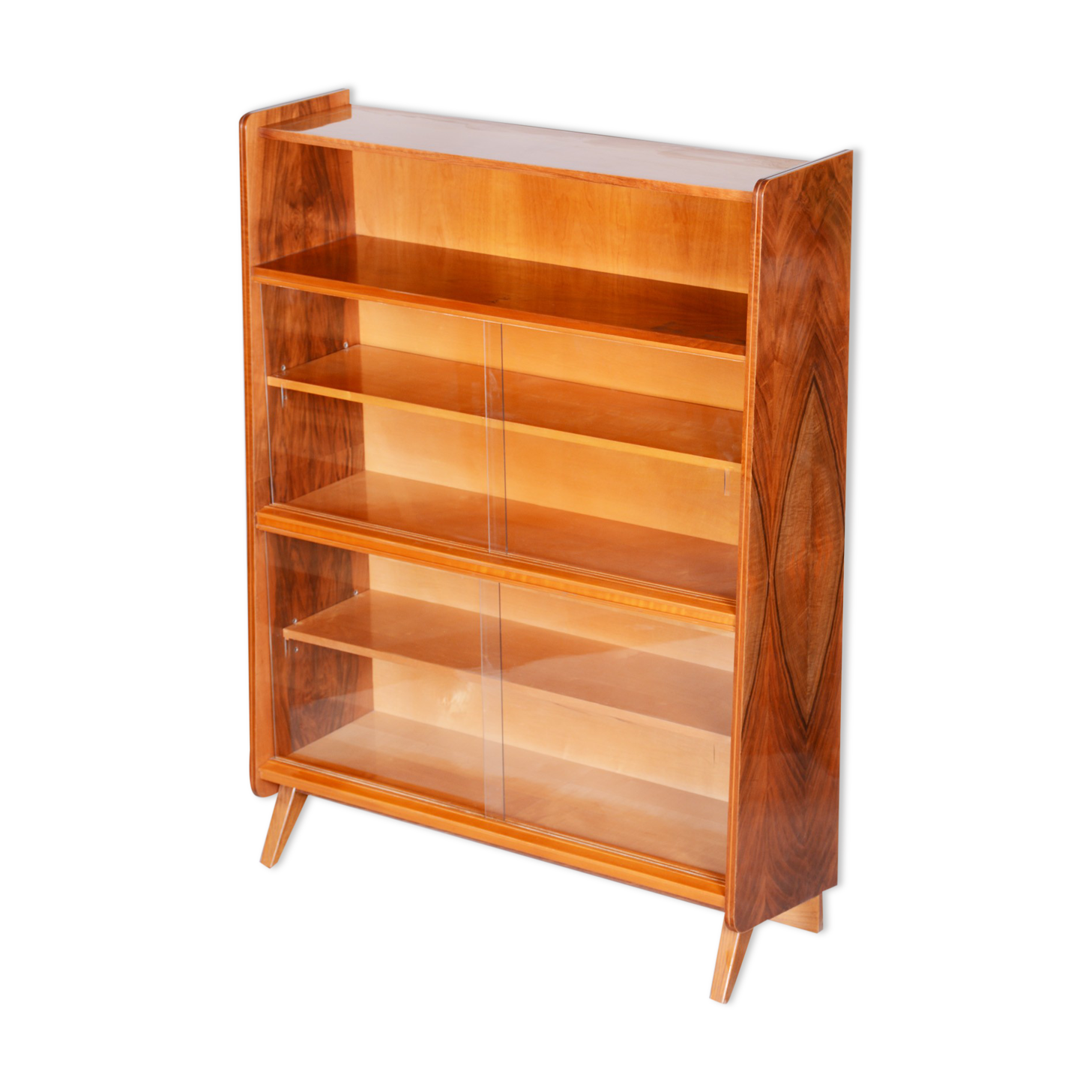 Walnut mid century bookcase 1950s czechia