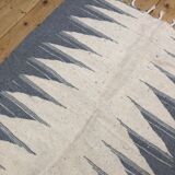 Moroccan Berber carpet Kilim ecru and light grey 1.5x0.97m