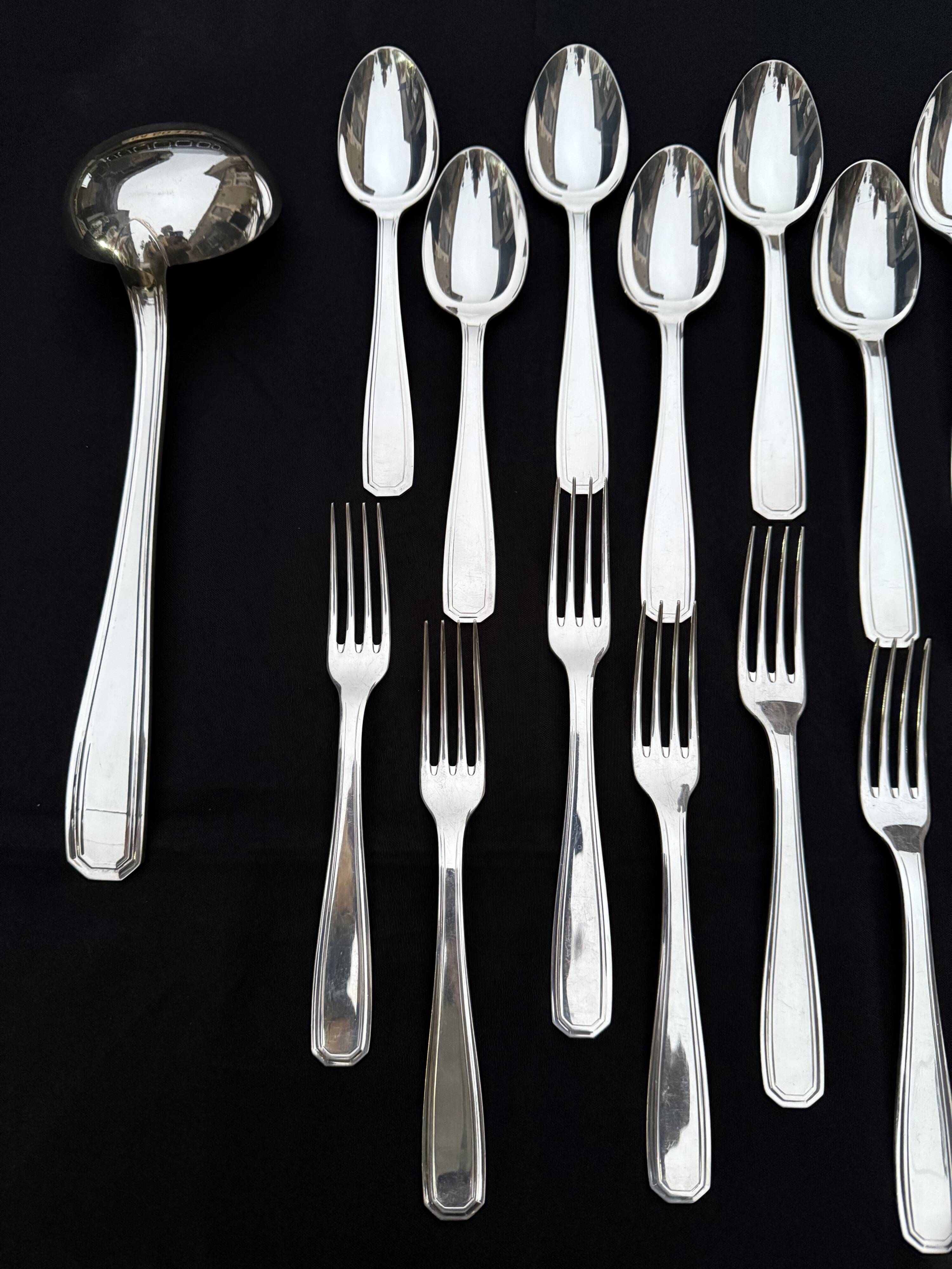 Alfenide 37-piece cutlery set for Christofle Saturne model