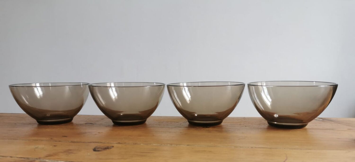 arcopal bowls in vintage grey smoked glass
