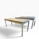 Vintage industrial table with a Formica top and wooden accents.