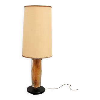 Lampe de Table Brutaliste Marbre & Verre, Vintage 1980
