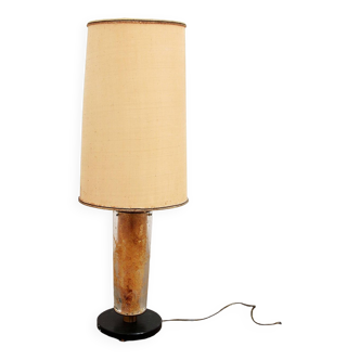 Brutalist Table Lamp Marble & Glass, Vintage 1980