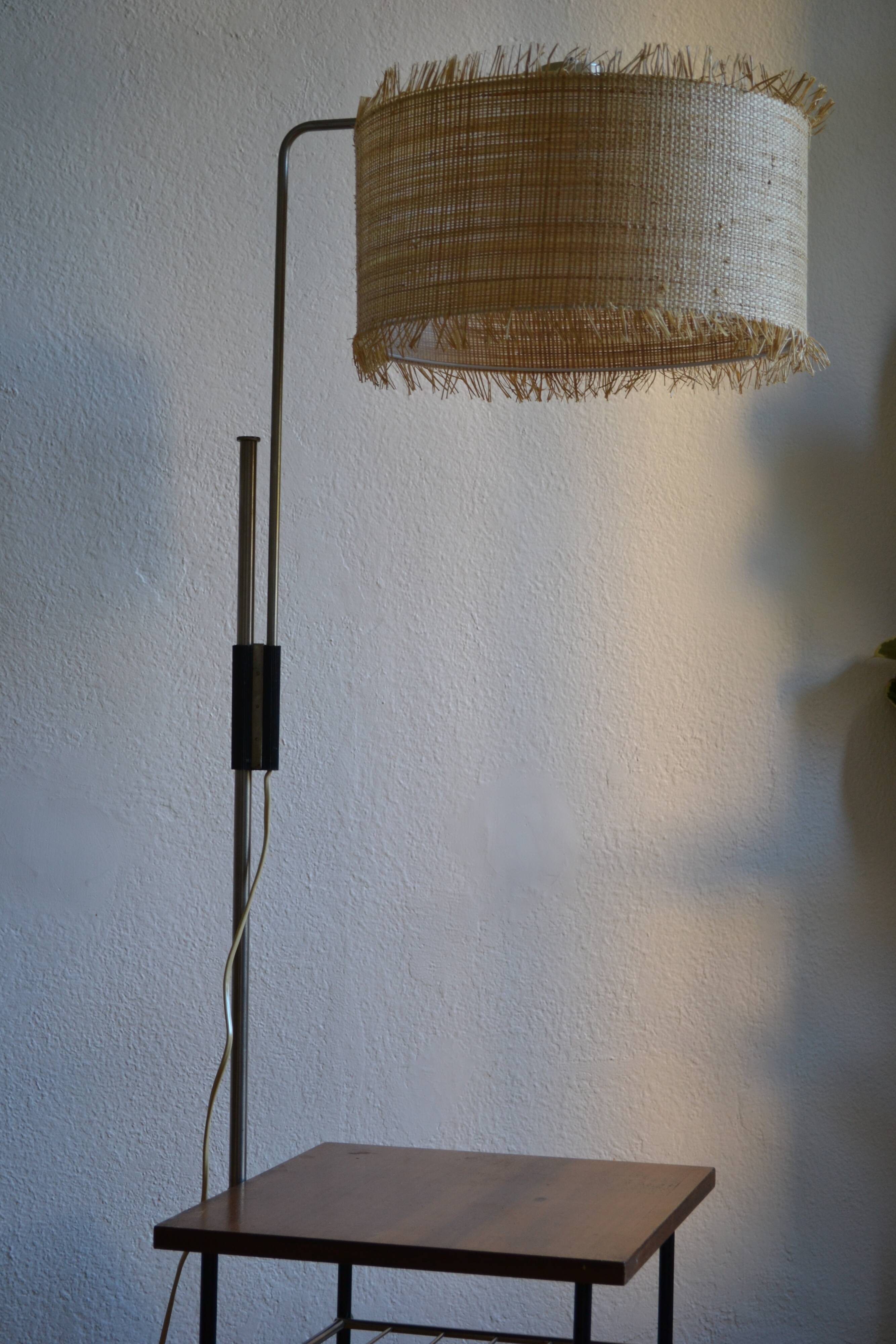 Vintage modernist reading floor lamp with table Poland 1960