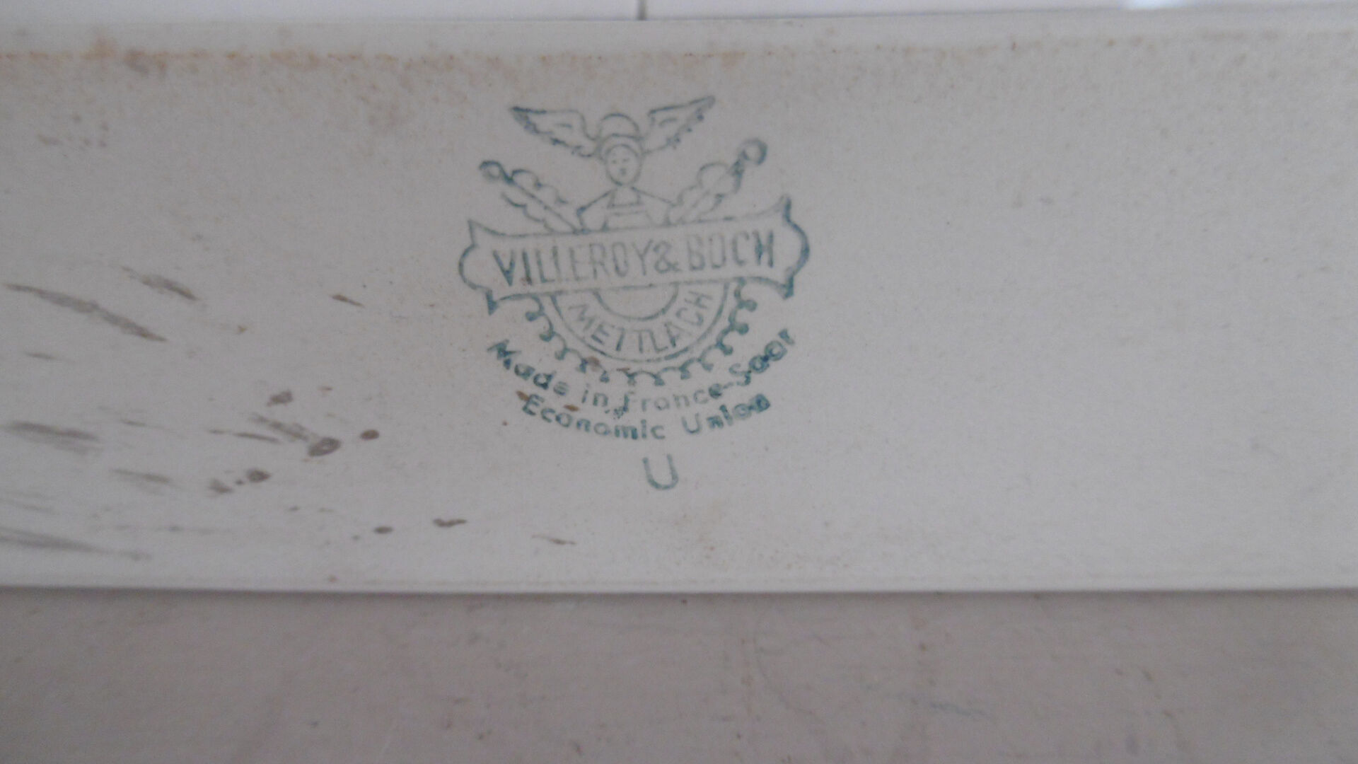 Wall mirror art deco - chrome and faience villeroy boch