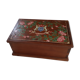 Wooden box with compartments and 2 floors. Decor painted hand, Breton coat of arms and flowers.