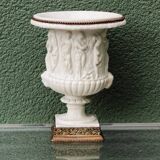 Pair of Medicis Borghese vases in porcelain biscuit and brass.