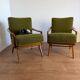 Paire de fauteuils vintage en bois et tissu