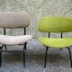 Set of two chairs in painted metal and fabric, Italy, 1950