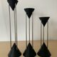 Trio of Post Modern metal candle holders