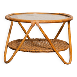 Rattan and glass coffee table