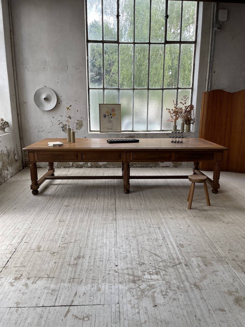 Solid walnut farmhouse castle table 1900 XXL