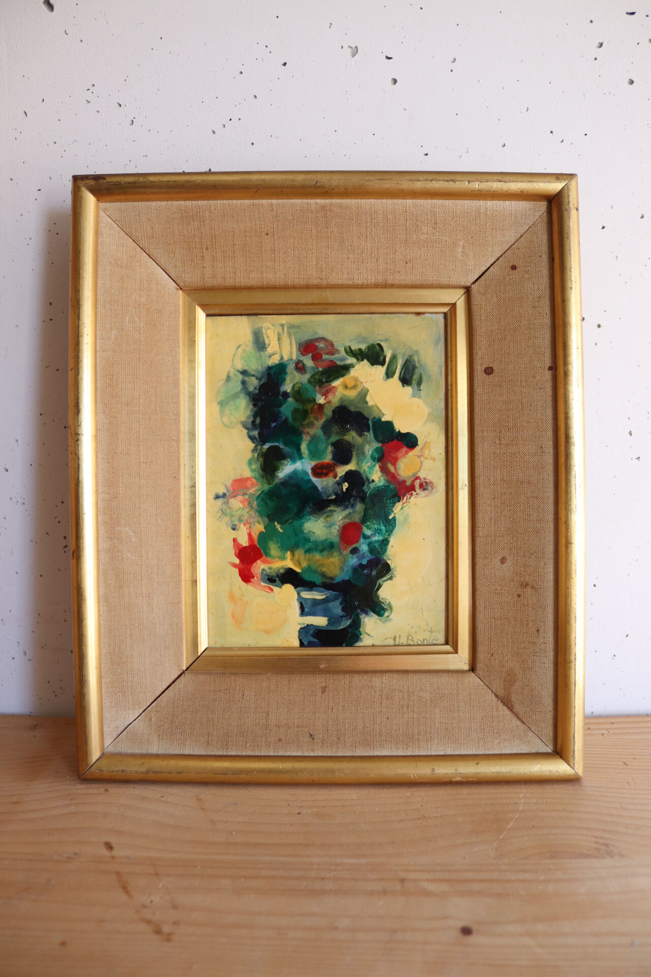 Framed abstract floral composition, around the 60s/70s.