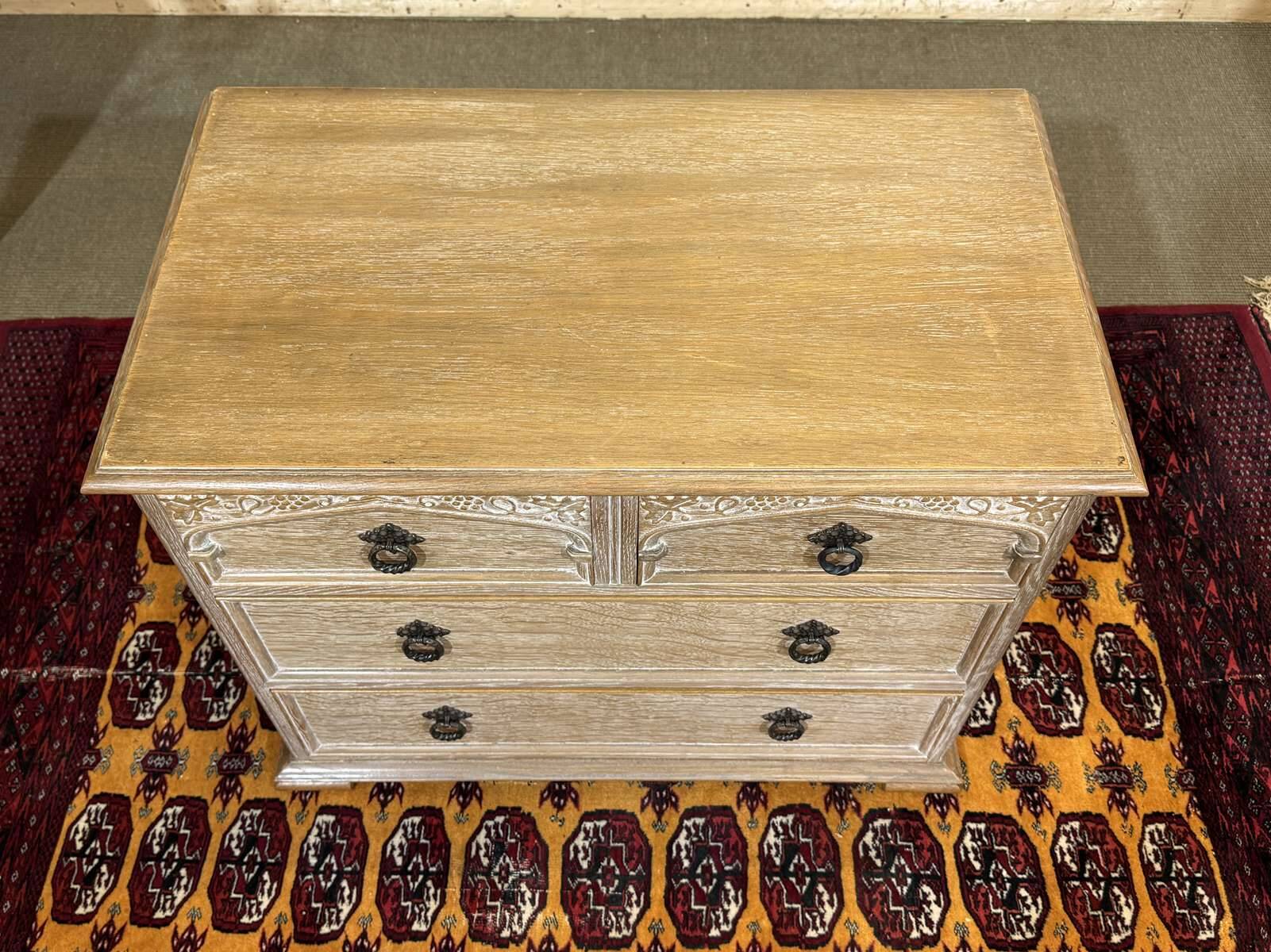 English commode in cerused oak from the 1950s.