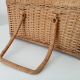 Vintage rattan and wicker basket from the 60s/70s