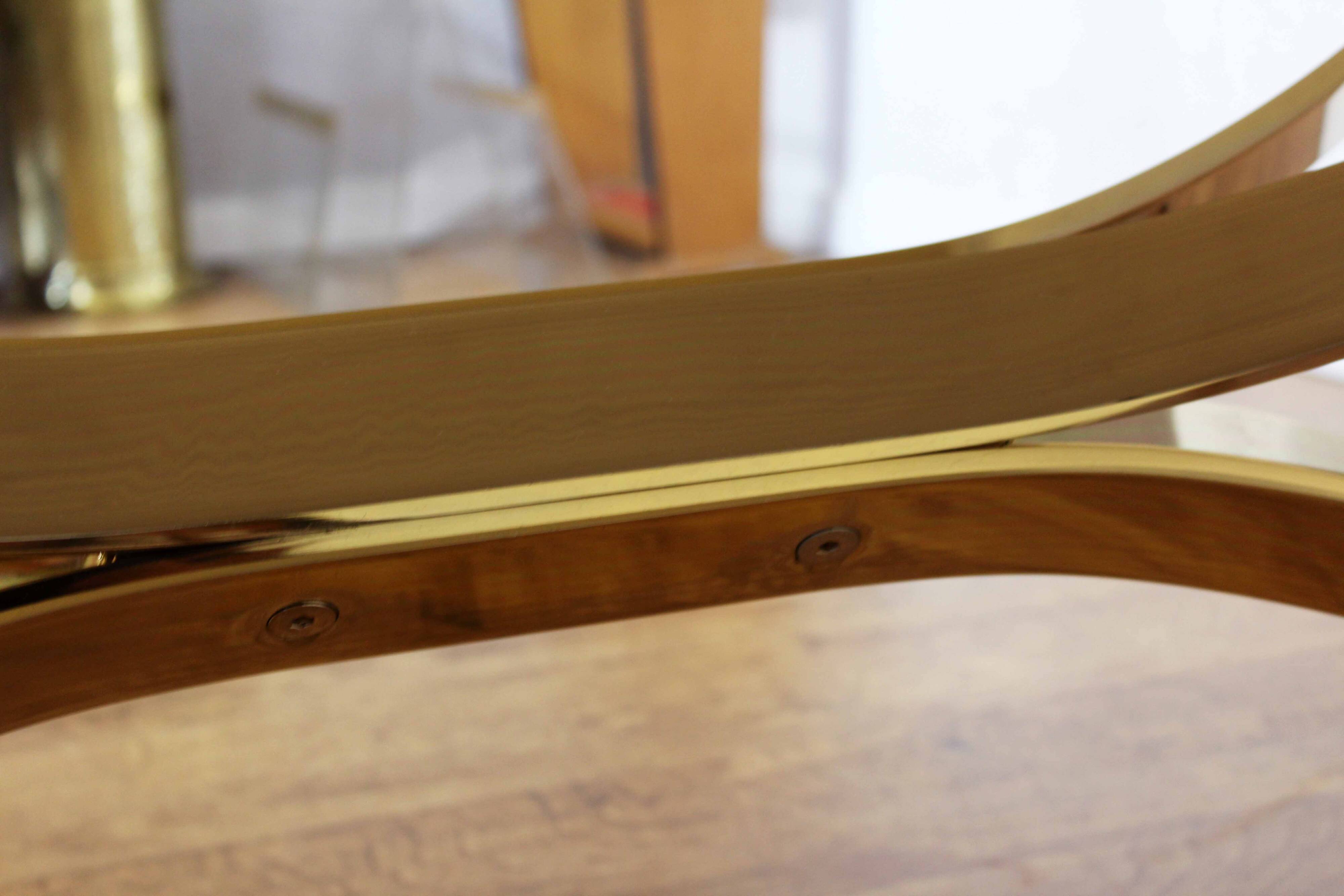 Italian coffee table in solid brass and beveled glass