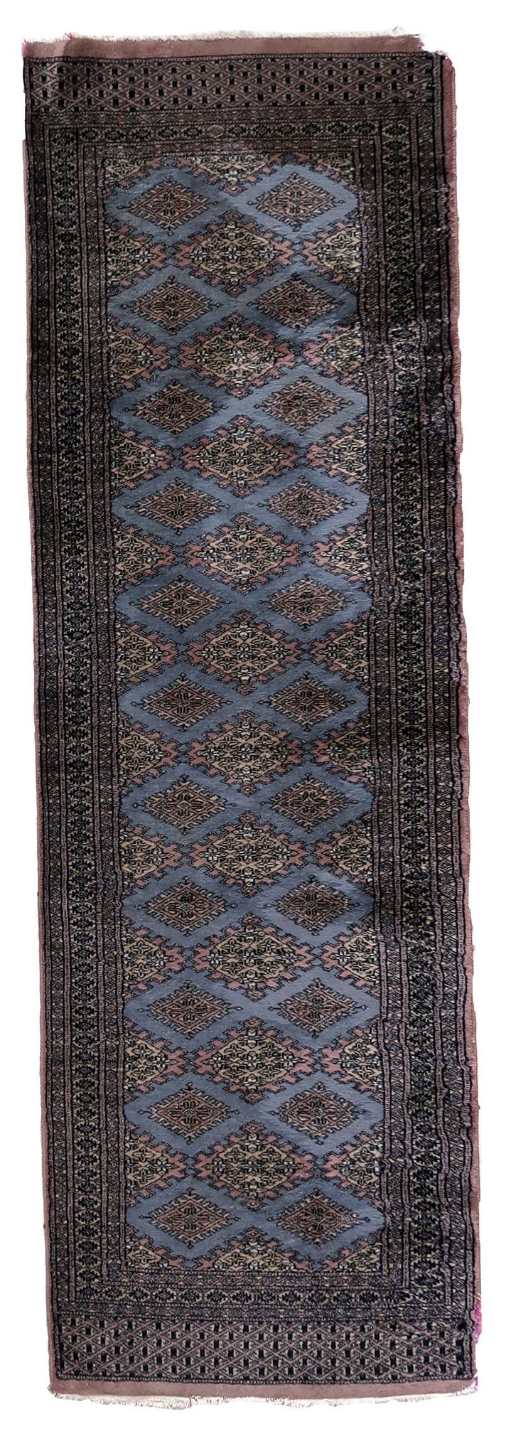 Tapis coureur vintage ouzbek Bukhara fait main en laine – 75 x 244 cm
