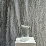 Vintage vase in ribbed glass, flower patterns and flared neck