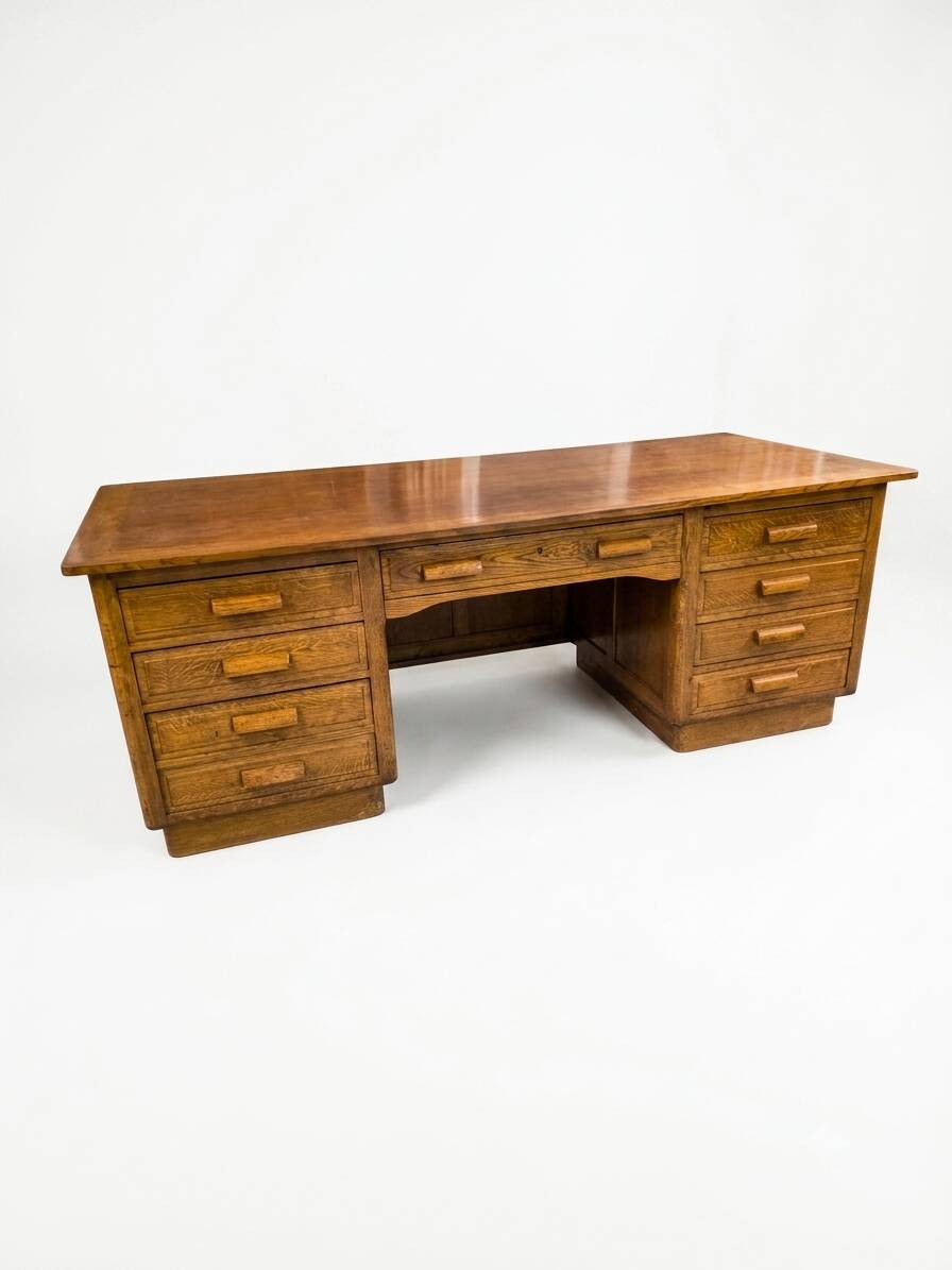 Bureau ministre XXL en chêne , 220 × 95 cm