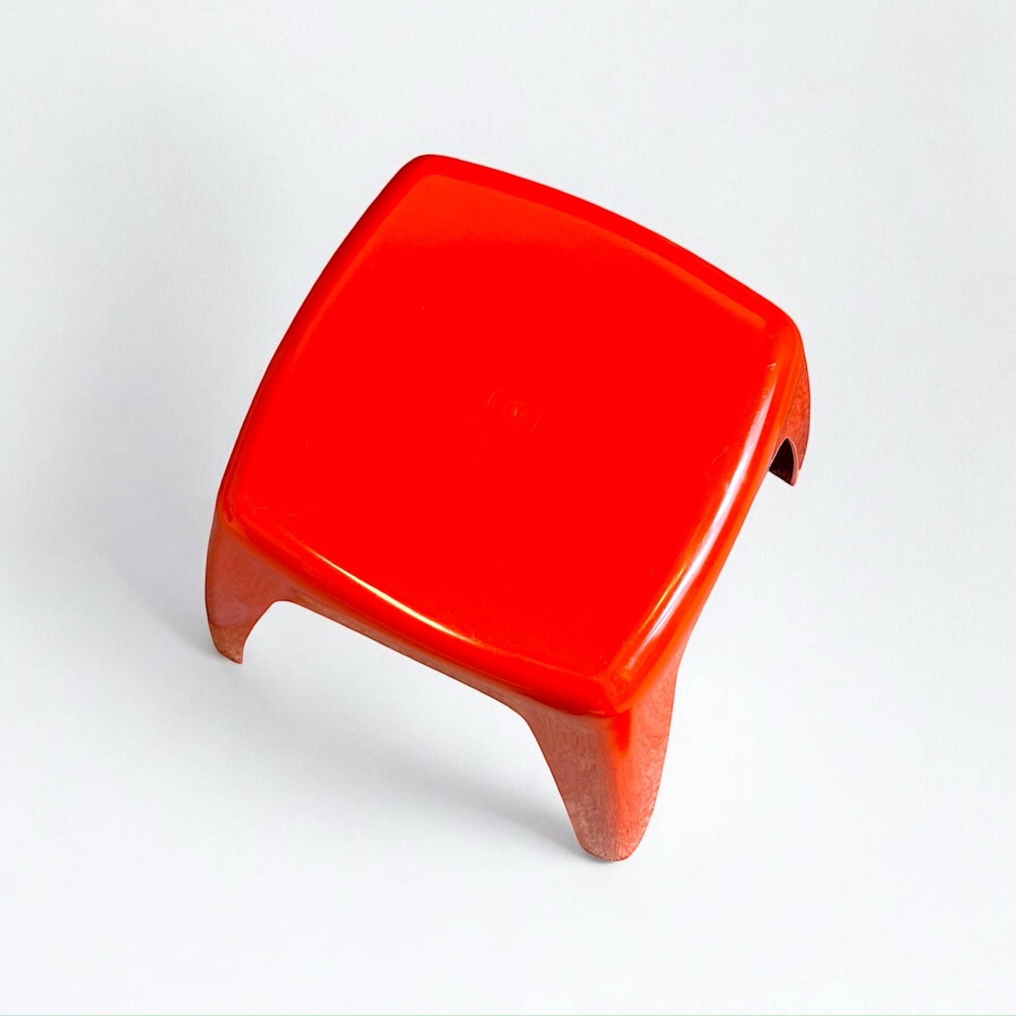 Vintage Stool or Side Table in Vibrant Orange, 1970s