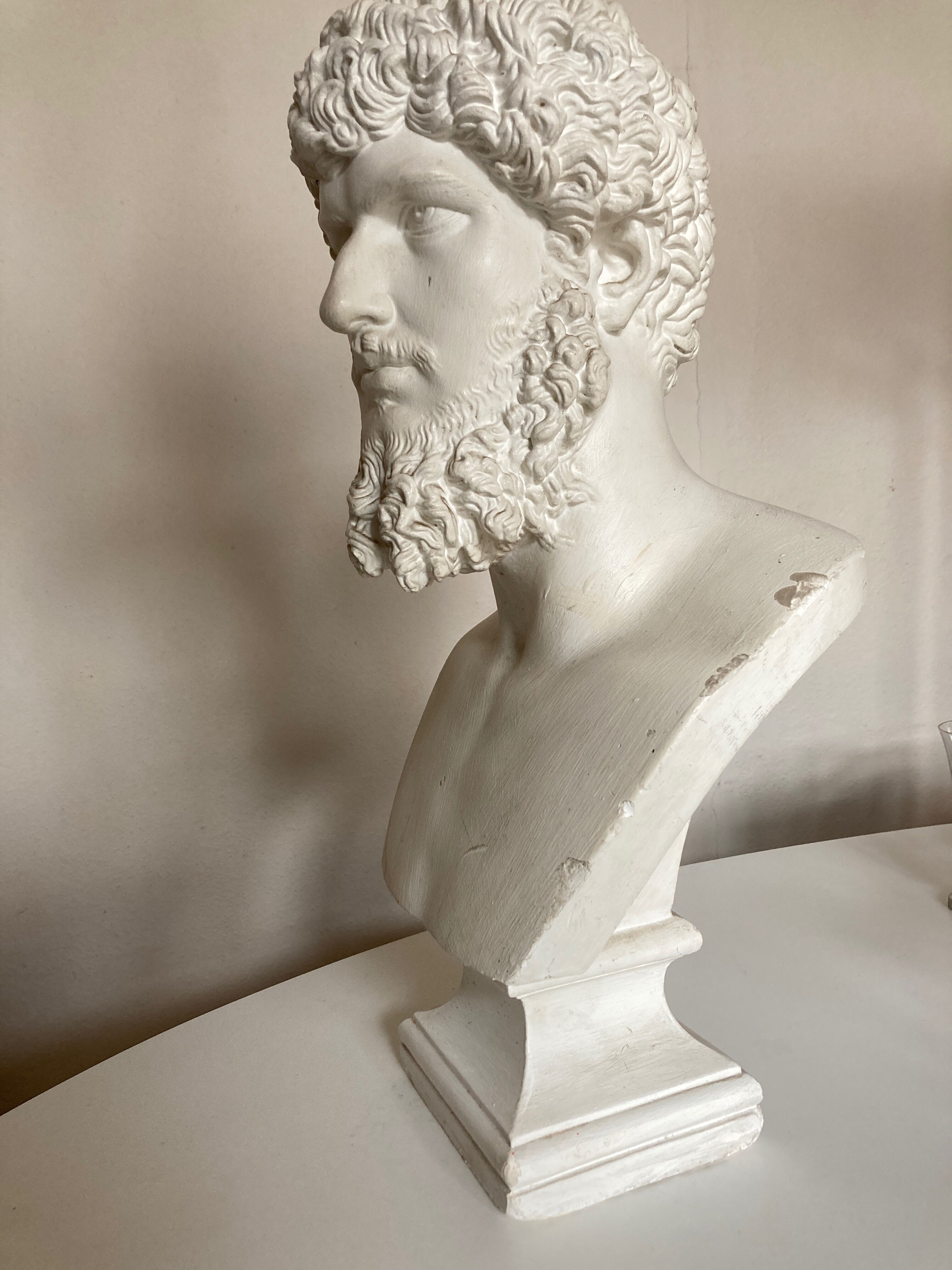 Greco-Roman bust in full plaster of Emperor Lucius Verus Borghese collection