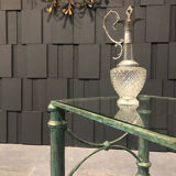 Table d’appoint en fer et verre patine antique