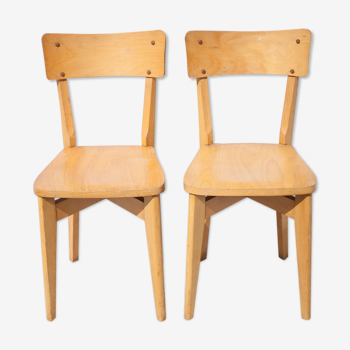 Pair of Luterma wooden chairs, light wood chair, bistro chair, extra chair, kitchen, countryside