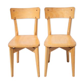 Pair of Luterma wooden chairs, light wood chair, bistro chair, extra chair, kitchen, countryside