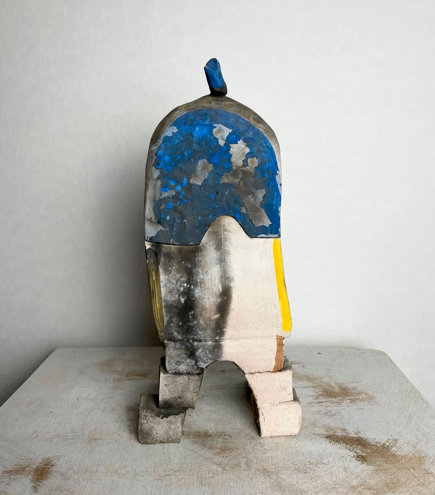 Surrealist box in painted terracotta