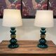 Paire de grandes lampes verre design scandinave 1950.