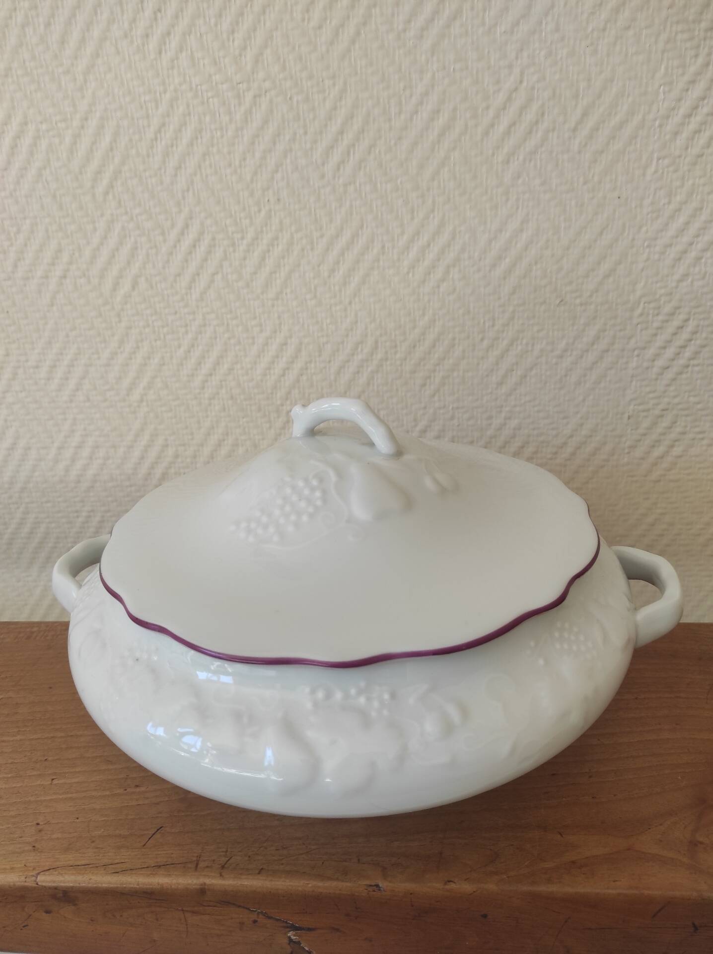 Vegetable soup tureen porcelain Ph. Deshoulière California series decoration