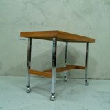 Mid-century teak and chrome mobile table, 1970