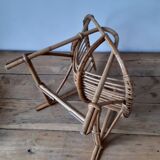 Children's armchair rattan shell, vintage 70s