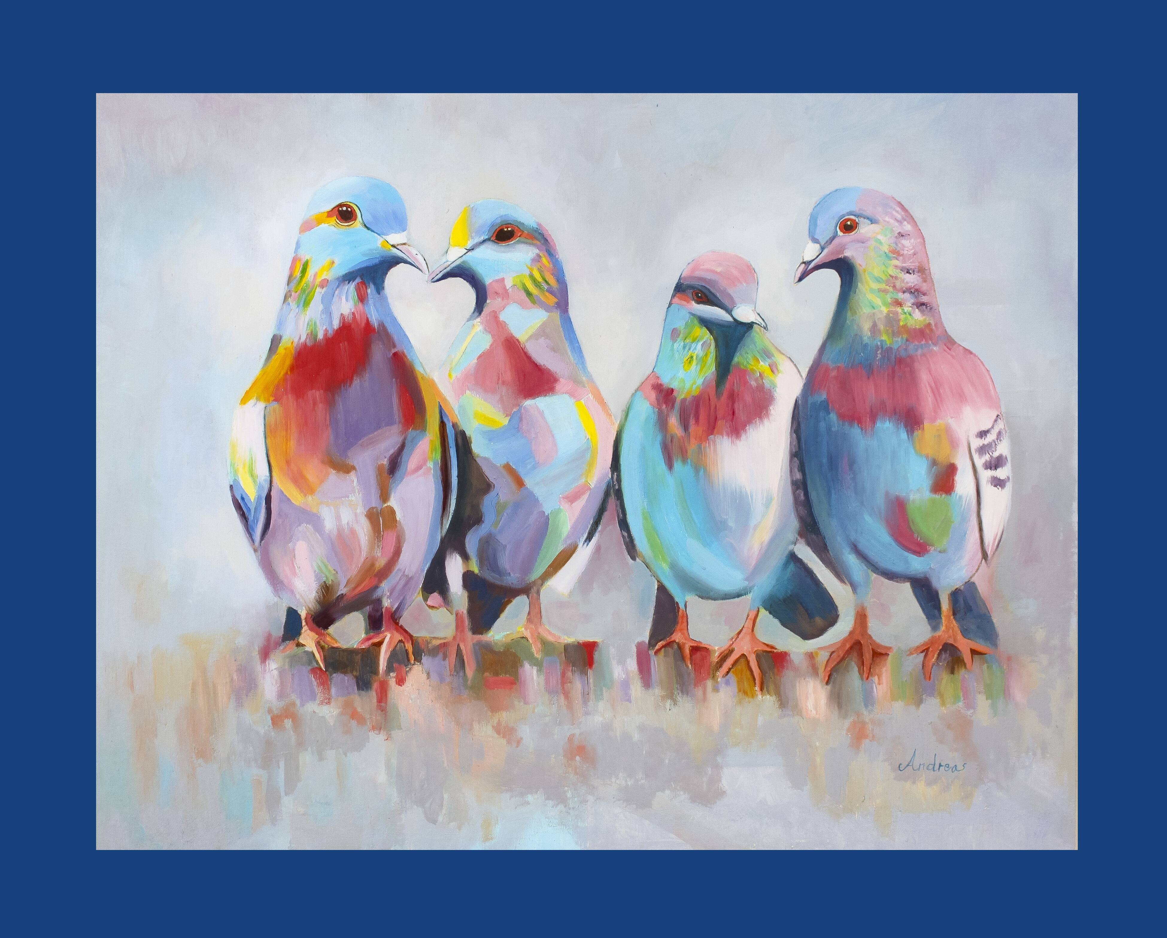 Painting of doves. Picture of doves. Doves in oil.