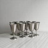 Set of 10 matte silver metal footed cups