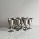 Set of 10 matte silver metal footed cups