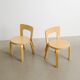 Paire de chaises pour enfant en bois N65 par Alvar Aalto, Finlande années 1990