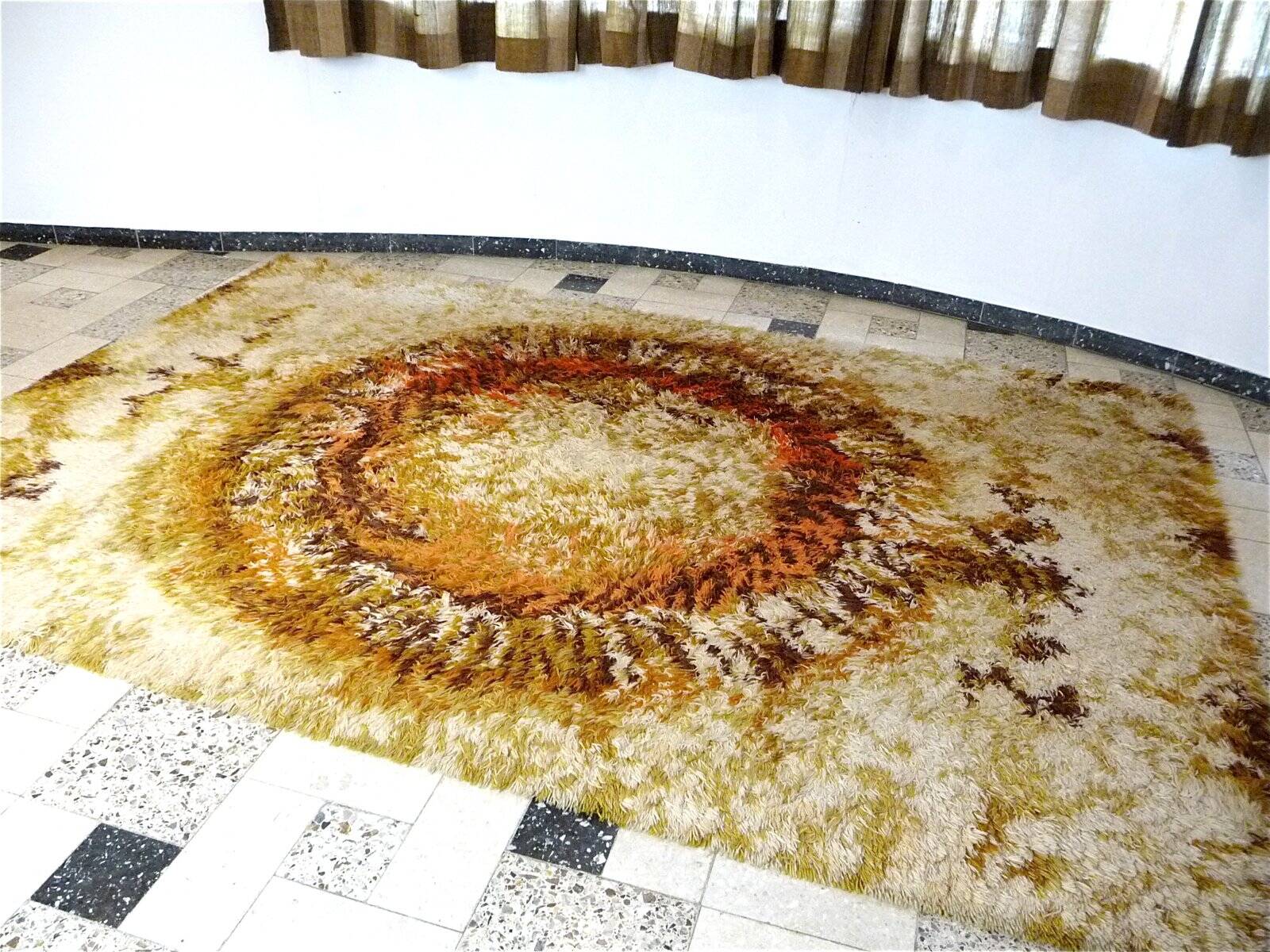 Abstract modernist OpArt wool rug from Ege Rya, Denmark 1960s
