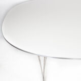 Super Ellipse dining table with white laminate by Piet Hein and Arne Jacobsen