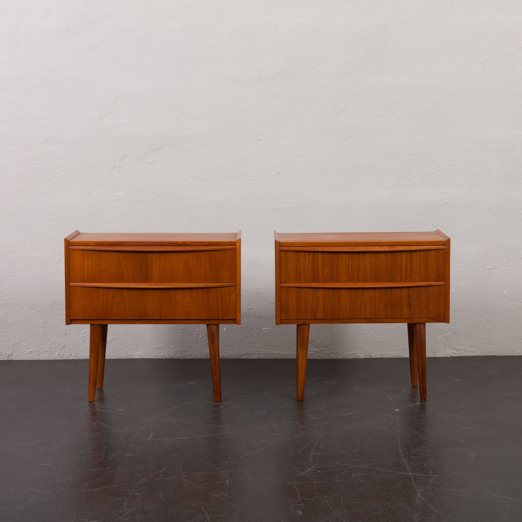 Pair of Danish vintage teak nightstands with 2 drawers, 1960s