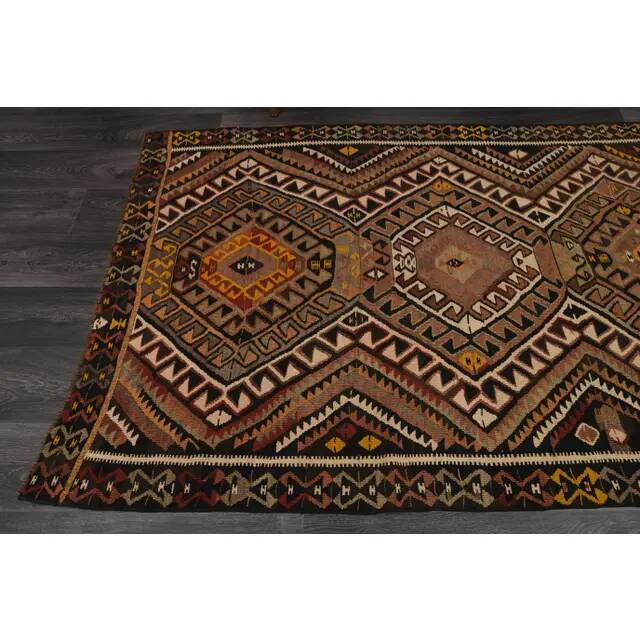 1970s Vintage Turkish Oushak Handmade Wool Cotton Orange Runner Rug 132X341