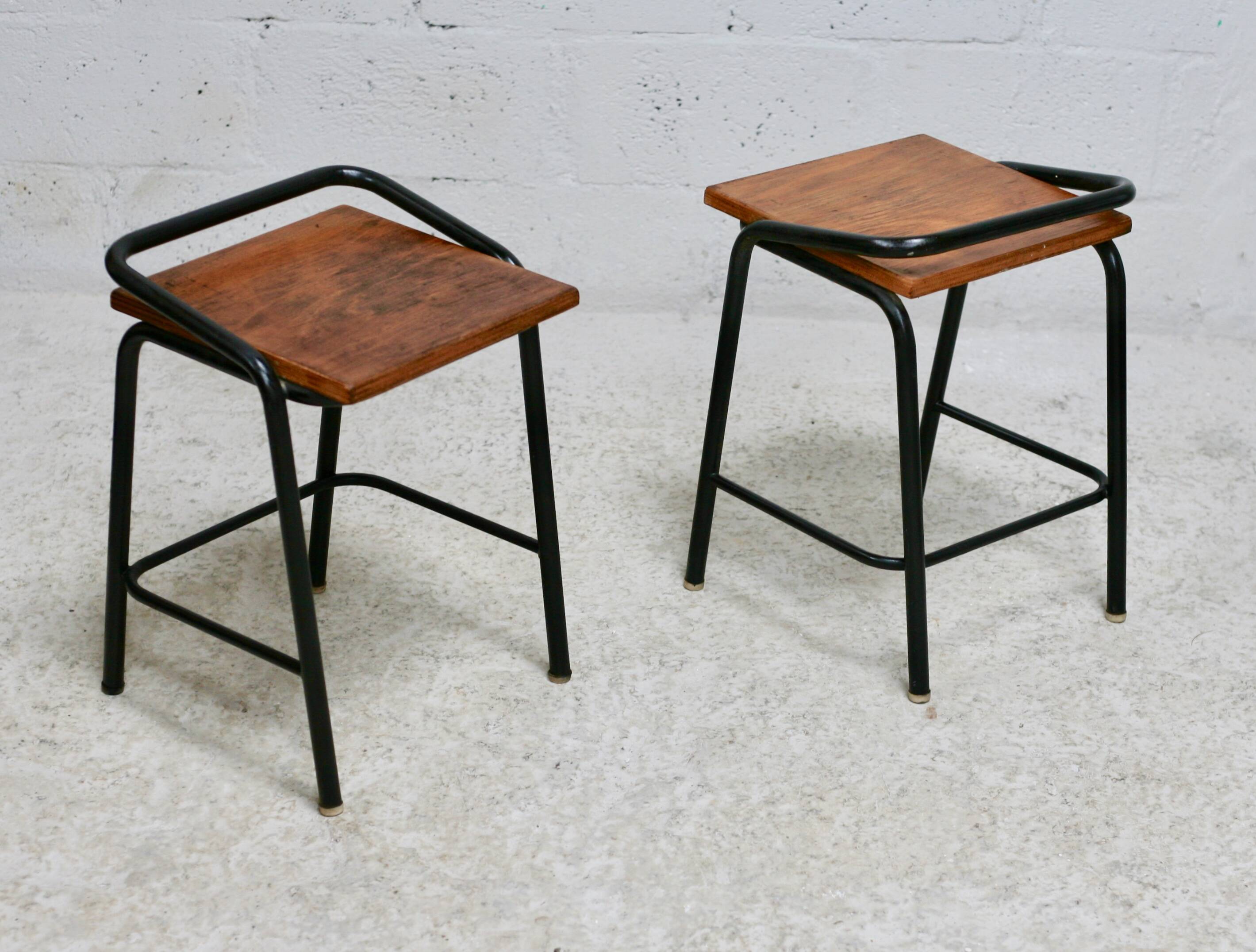 Pair of modernist stools, France, 1960s