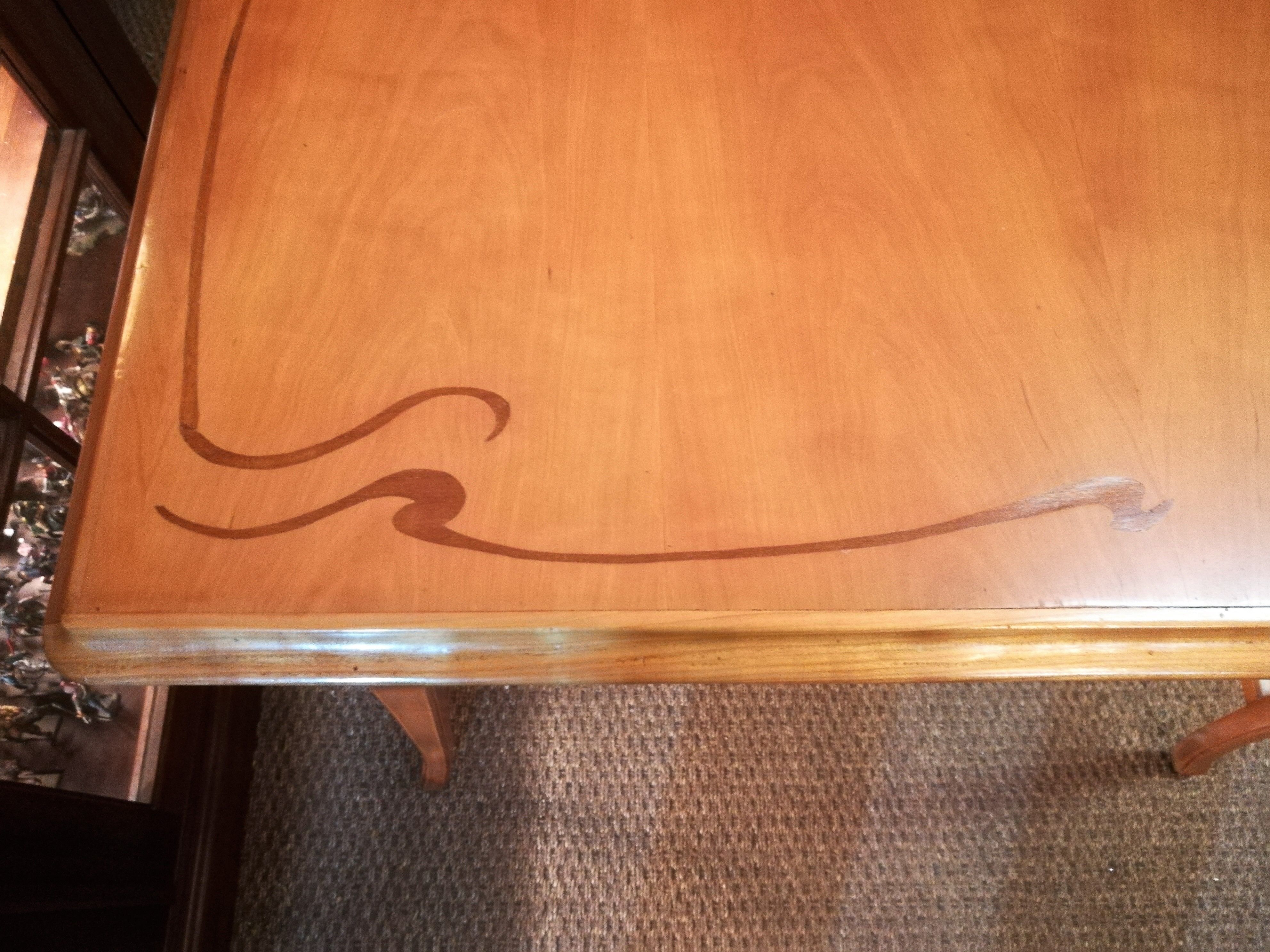 Art Nouveau-style flat desk in marquetry